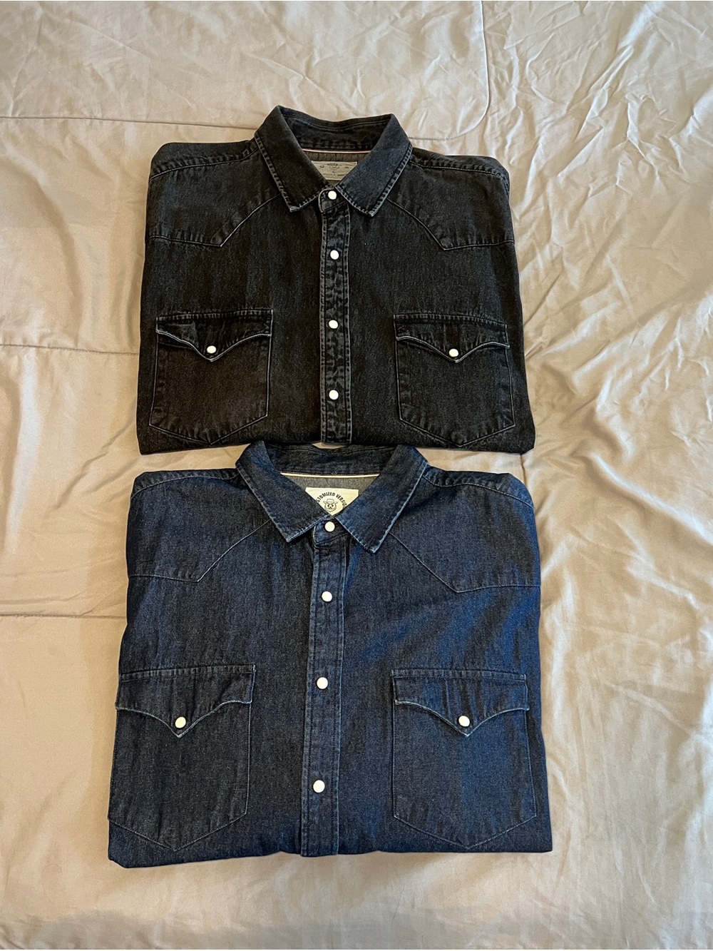 Dubinik Western Selvedge (7.2 Oz) Denim Long Sleeve Button-Up, Black and Blue XL